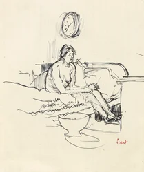 Mädchen auf einem Bett sitzend
